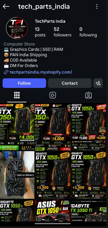 Tech Parts India on Instagram